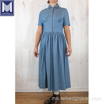 Gaya Vintage Itali 100% Cotton Jeans Dress Dress